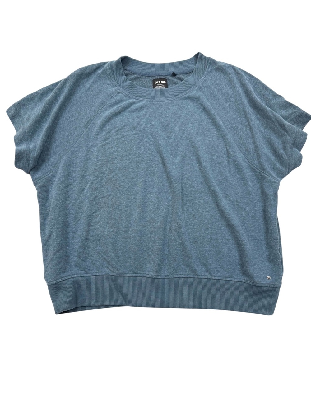 prAna Women’s Large Blue Short Sleeve Sweatshirt Raglan Crewneck Relaxed Top